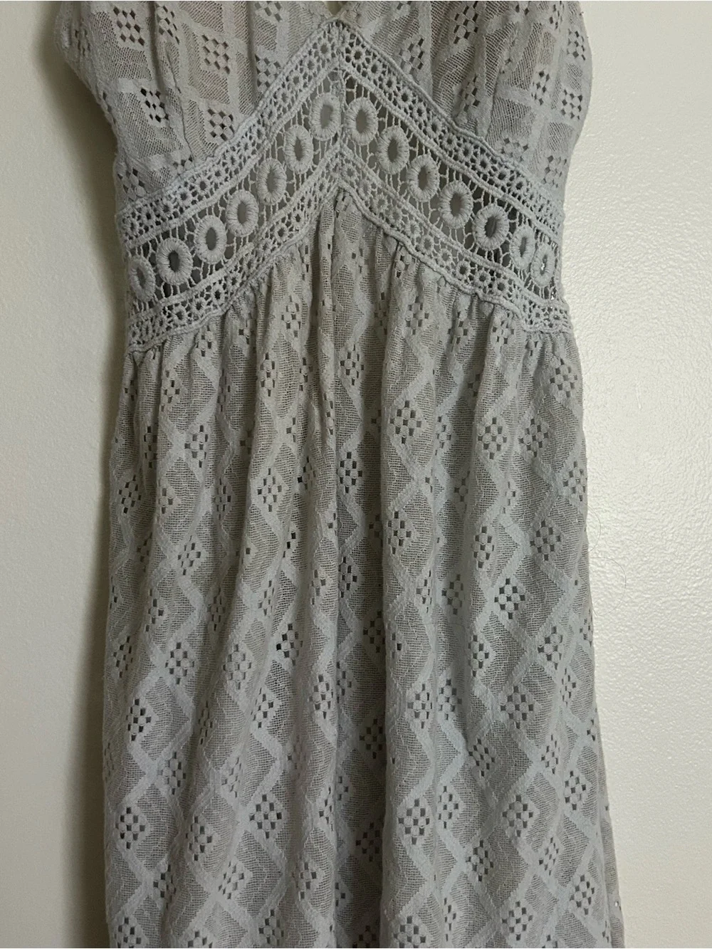 Grey/Blue Lace Halter Backless Dress - Picture 4 of 7
